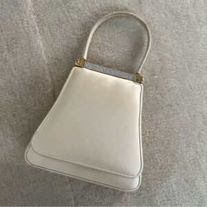 Judith Leiber Cream Shoulder Bag with Gold Accents